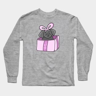 Cute Holiday Dog in a Giftbox Present, made by EndlessEmporium Long Sleeve T-Shirt